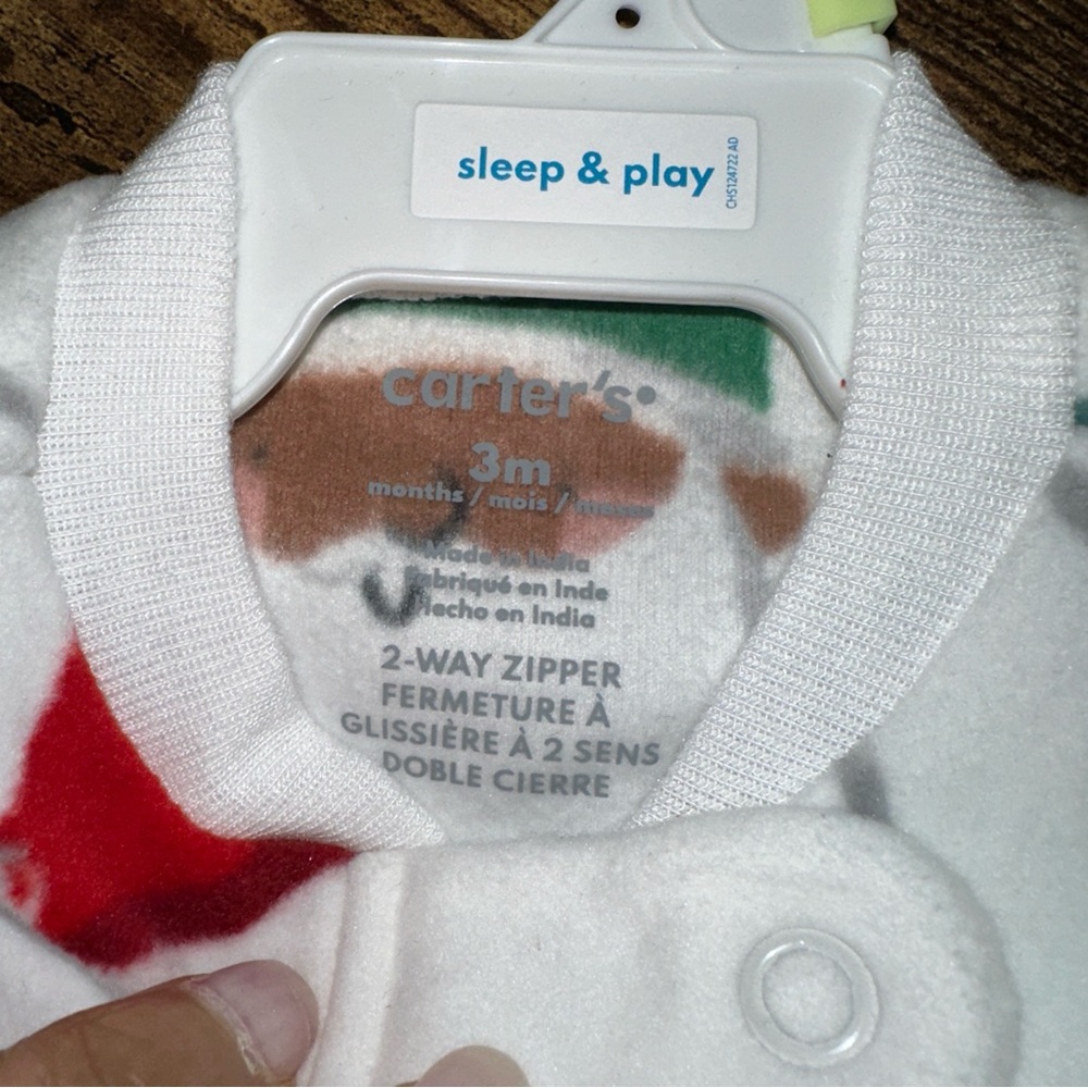 Carter's Baby 3 Months Christmas Cookies 2 Way Zip Up Fleece Sleep & Play NEW - Picture 2 of 4